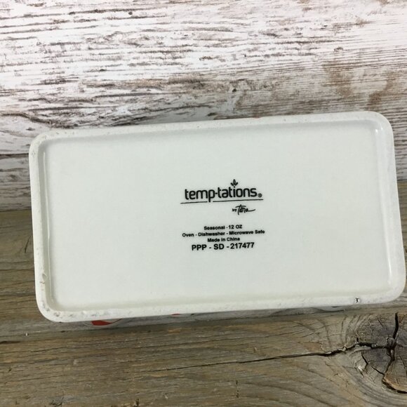 Temp-Tations 12 Oz Ceramic Holiday Mini Loaf Pan w/ Handles Holly & Peppermint - Picture 5 of 10
